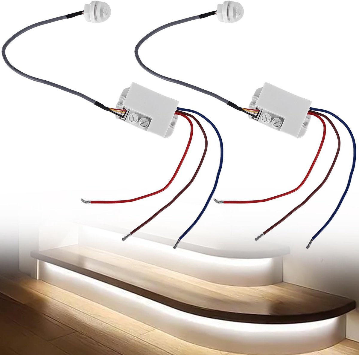 Set van 2 Mini Infrared Bewegingsdetectoren - 120 Graden, 6m Bereik, Binnen en Buiten
