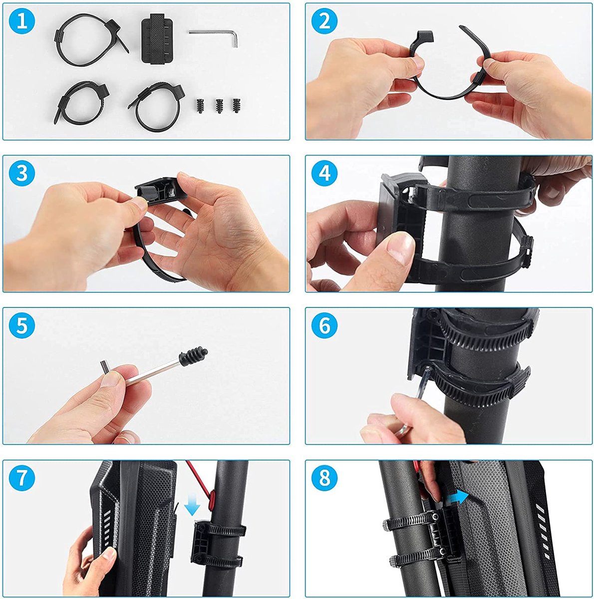 Scooter Stuurtas Waterdicht 2L – EVA Harde Schaal Stuurtas – Opbergtas voor E-Step, Elektrische Step en Fiets – Voor Telefoon, Sleutels en Accessoires – Universele Stuurtas voor Scooter, E-Bike en Vouwfiets – foto 3