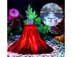 By shayne - Aquarium Vulkaan Ornament Kit - Kleurrijke LED Verlichting - Rood - Bubble Pomp - Aquarium Decoratie - Geschikt voor Garnalen Vissen Schi.