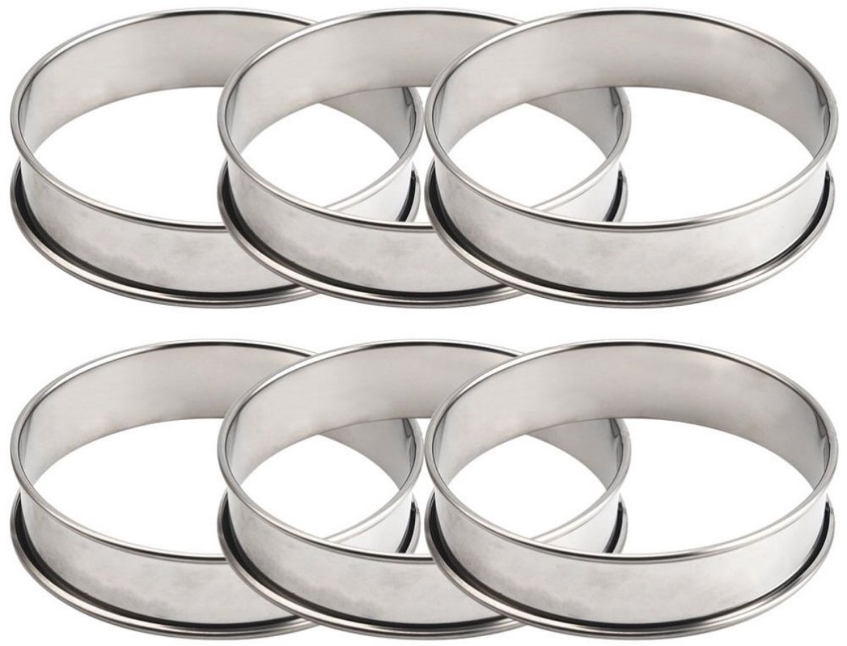 TOVBMUP Pannenkoekenvorm - Muffinring bakring - 8,5 cm eiertaartvorm - easy release muffinring - bakring cakering - ronde muffinring - pannenkoek-, ei-, muffinvorm - 6 stuks