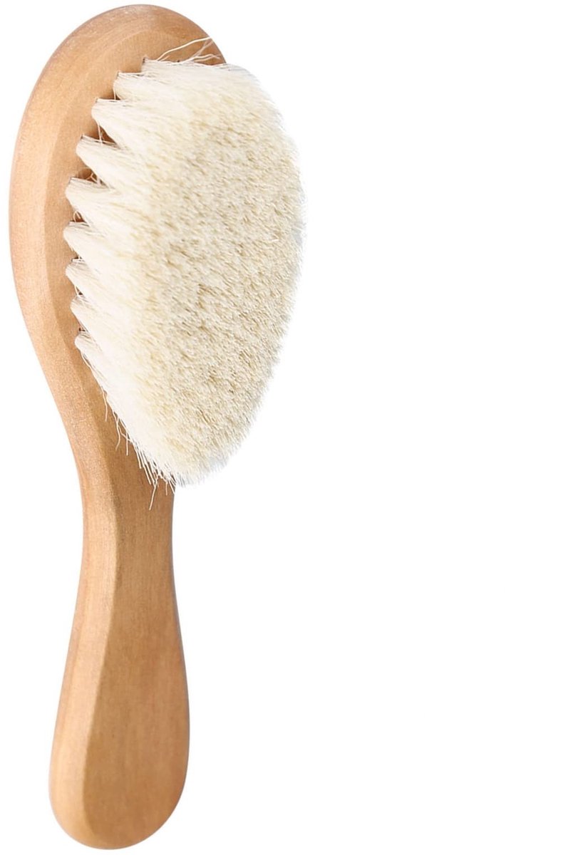 Jhubersproducts - Zachte Geitenbabyhaarborstel - Babyhaarborstel - Hoofdmassage met Houten Handvat - Eco-vriendelijk - Peuters Verzorging - Dagelijkse