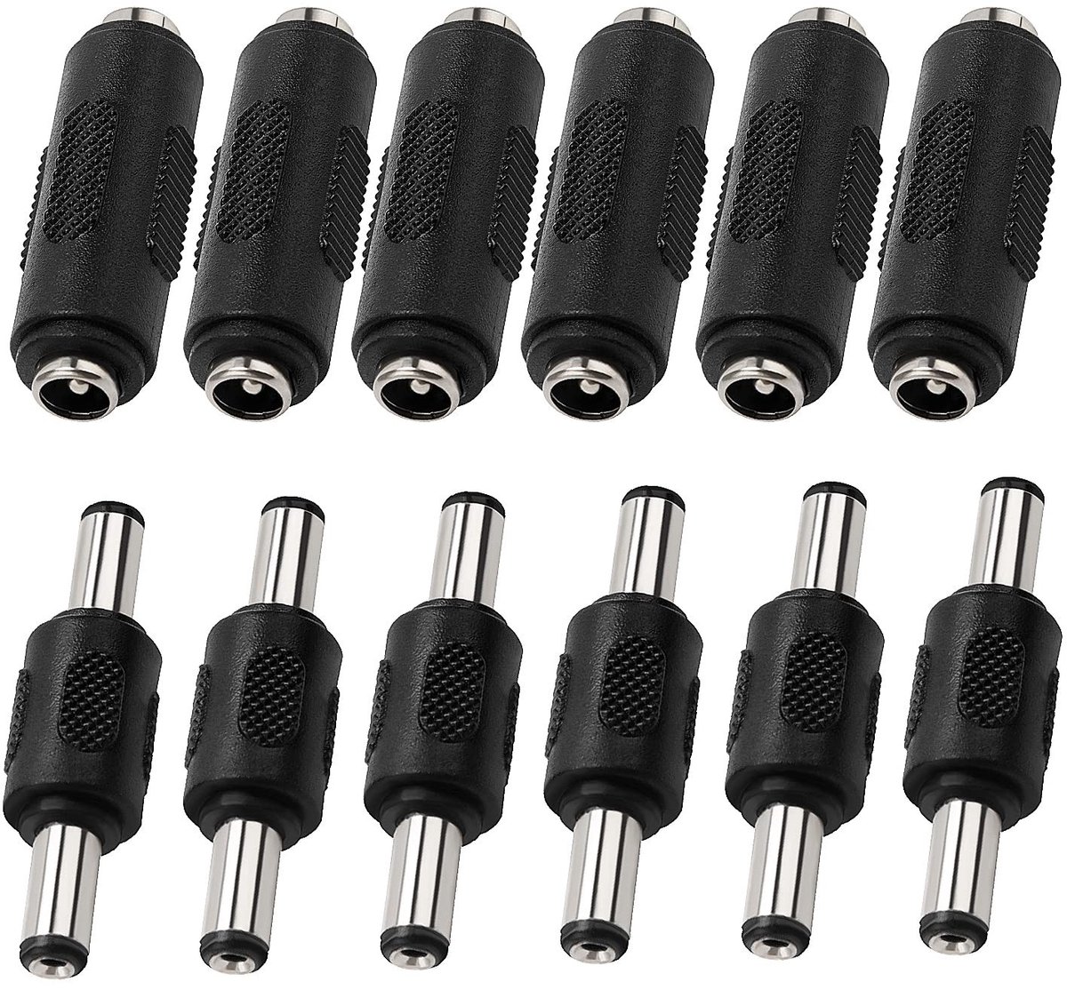 Jhubersproducts - DC-stekkeradapter - Mannelijk naar Vrouwelijk - 12 stuks - Zwart - Geschikt voor Automonitor - 5,5 x 2,1 mm