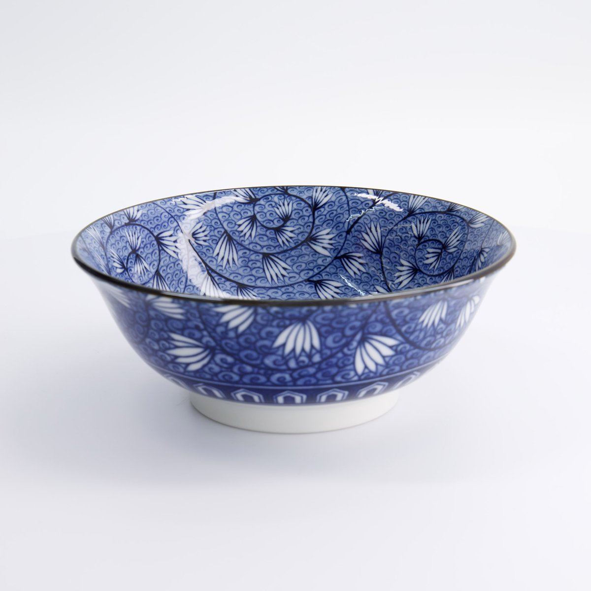 Tokyo Design Studio - Hana Blue Mixed Bowls - Ramen Kom - Tsuta Karakusa - 20,5 x 8 cm - 1200 ml