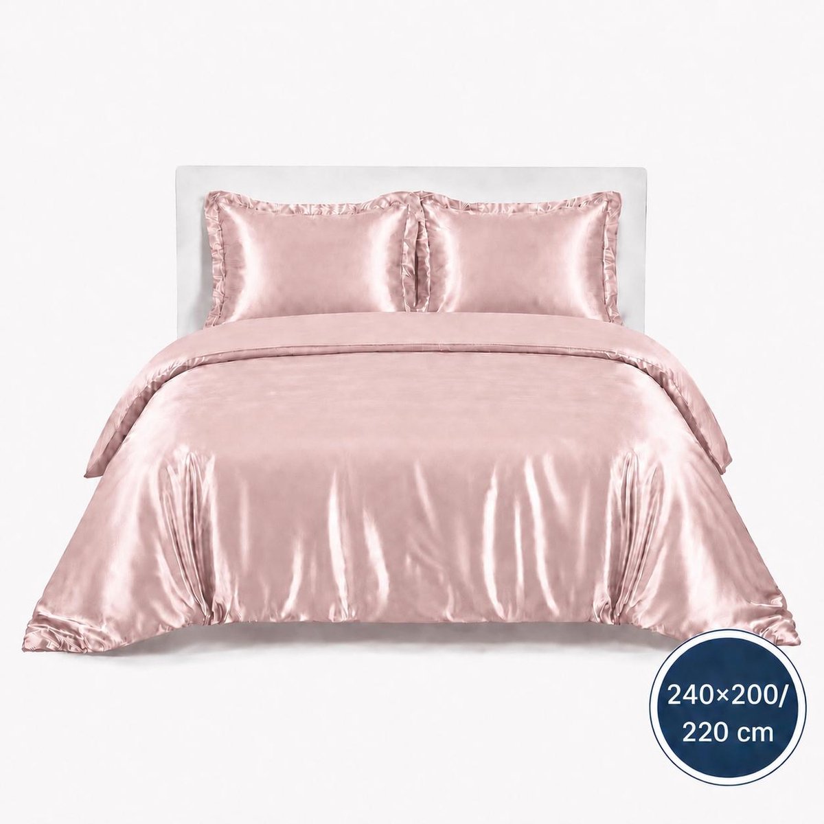 Satijnen Dekbedovertrek - licht Roze - 240x200/220 - Luxe & Koel - Zacht & Ademend - Incl. Kussenslopen