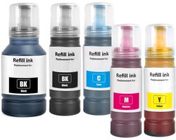 InktDL Huismerk geschikt voor Epson 105/106 Inktflessen - Flesjes Inkt geschikt voor Ecotank ET-7700 en ET-7750