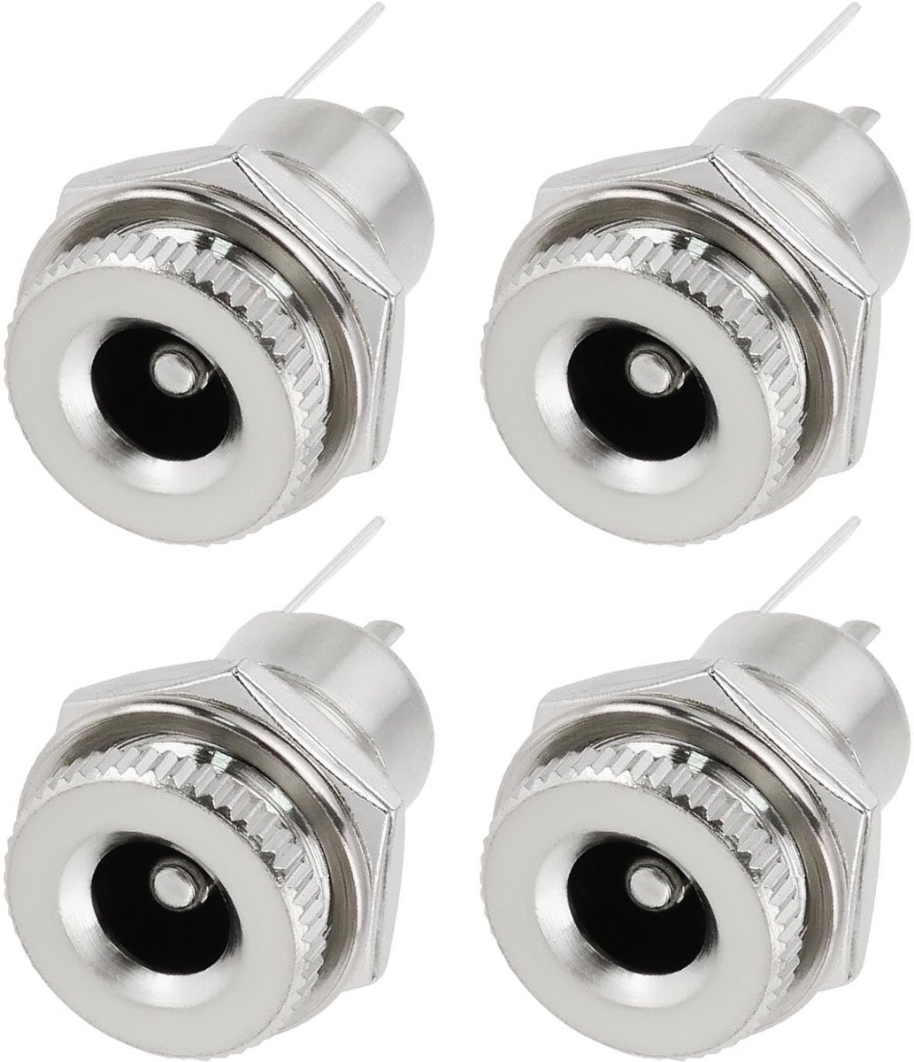 Dailygoods - DC Power Jack Socket - 5.5mm x 2.5mm - Voor kleine elektronica - 4 sets - Soldeer Type - Ideaal voor TV's en meer