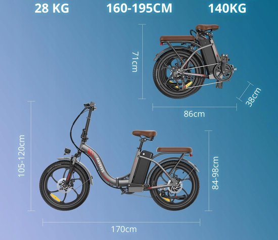 Fafrees F20+ Pro Opvouwbare Elektrische Fiets - 36V 25Ah Accu, 120km Bereik, 7-Speed Shimano, 20"x3.0" Banden - Zwart van FAFREES — afbeelding 3