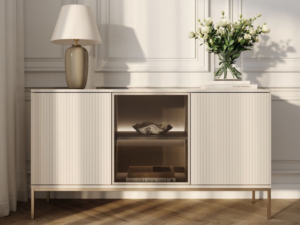GrainGold – Dressoir Deo – Beige - Met Deuren - Moderne Opbergruimte - 154 cm