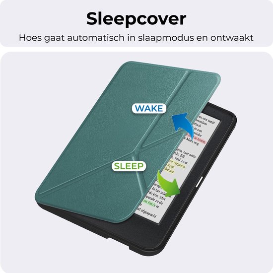 Hoes Geschikt voor Kobo Clara Colour - Luxe E-reader Trifold Case - Bescherm Hoesje Book Cover - Donkergroen — afbeelding 4