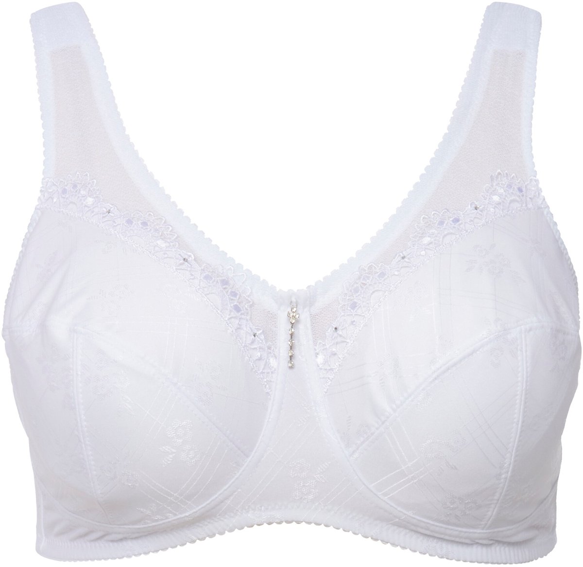 Ulla Popken - Dames - Ontlastingsbeha zonder beugel kant - Wit - Maat 95G