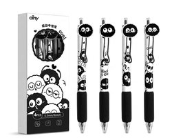 Ainy - Pluisje Pen - Set van 4 pennen voor etui of pennenzak | Unieke draaibare fidget design | Blauw Inkt | Ideale teken fineliners balpennen cadeauset voor kinderen en volwassenen