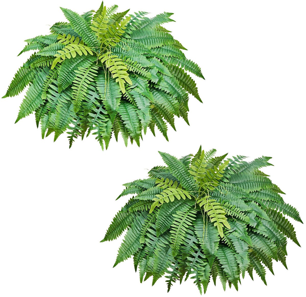 Kunstvaren - Set van 2 Kunstplanten - Hoogte 114 cm - 63 Bladeren - UV-bestendig - Voor Binnen & Buiten - Plastic & Zijde - Zonder Bloempot