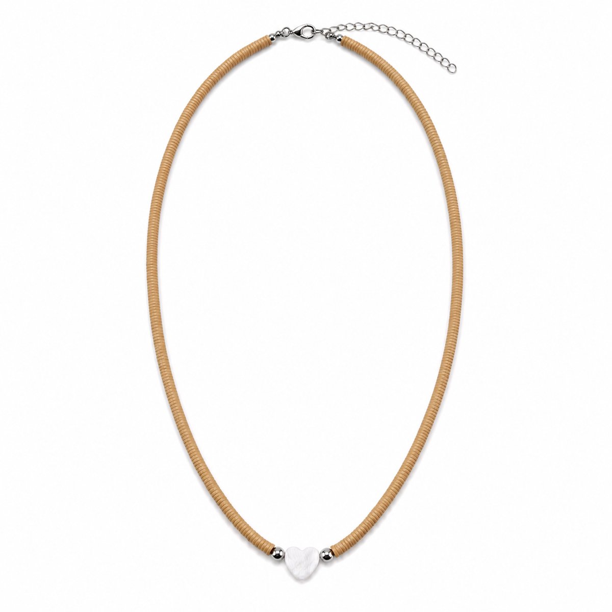 Engravia by Derya – Dames Ketting – Polymeer Kralen – Hart Choker Ketting – Minimalistische Zomer Ketting – Trendy Cadeau voor Haar