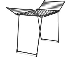 tectake® Droogrek - Wasrek - 18 Meter Drooglengte - Inklapbaar - Staand - Droogrekken met 2 Houders voor Kleine Was - Hoge Zijvleugels voor Lange Kleding - Zwart