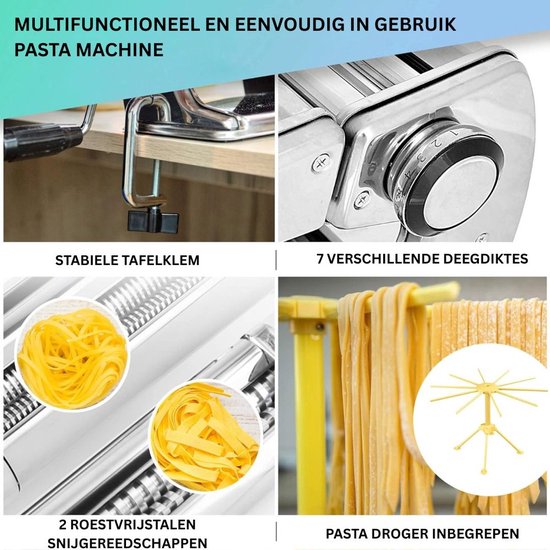 Pastamachine Handmatig RVS met Pasta Droogrek - voor spaghetti & lasagne van Merkloos — afbeelding 2