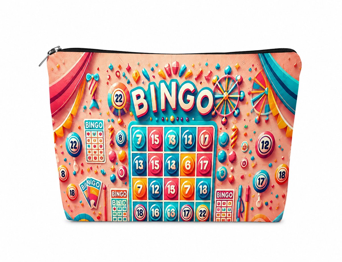 Toilettas - Bingo- Bingo tasje - Bingo - Toilettas- Afsluitbaar met rits - Make up tasje - XLX®