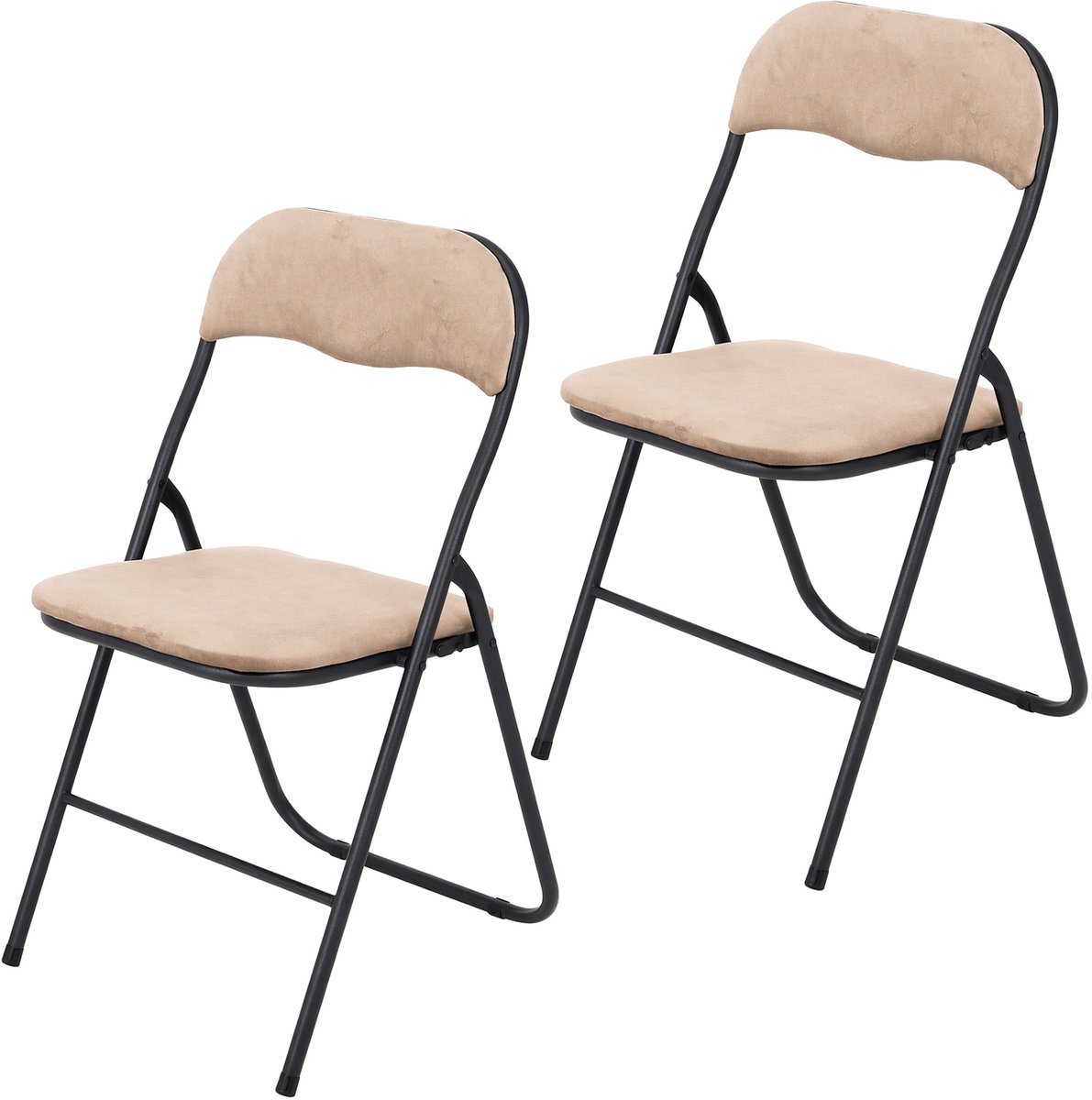 Infinity Goods Klapstoel - Vouwstoel - 2 stuks - Fluweel - Eettafelstoel - Opklapbare Stoel - 43 x 47 x 80 CM - Stoel - Beige 2 Beige stoel