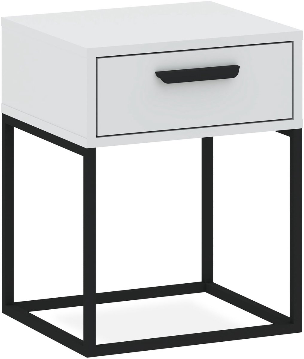 KONSIMO® RECTUS Nachtkastje - met lade - Bijzettafel - Wit - 40x52x39 cm