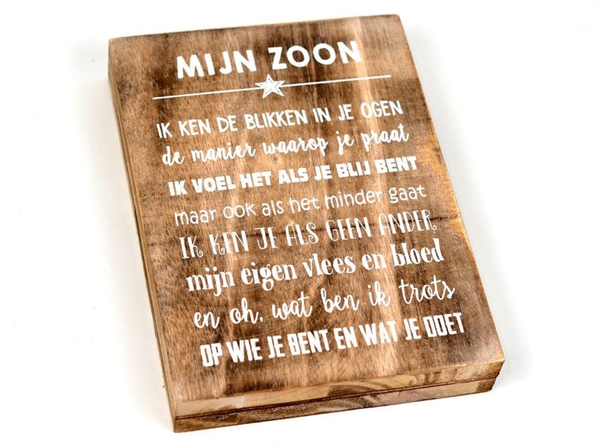 Tekstblok 25x18cm mijn zoon natural