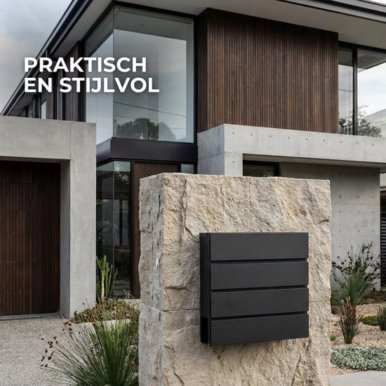 ParcelXL Brievenbus - Design Wandbrievenbus Weersbestendig – Incl. 2 Sleutels, krantenhouder en Montagemateriaal - Zwart