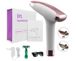 IPL Ontharingsapparaat - IPL Haarverwijderaar - Beste Ontharingsapparaat voor Thuis – Pijnloos & Draadloos Ontharen – Gezicht & Lichaam – Inclusief Scheermes & Beschermbril
