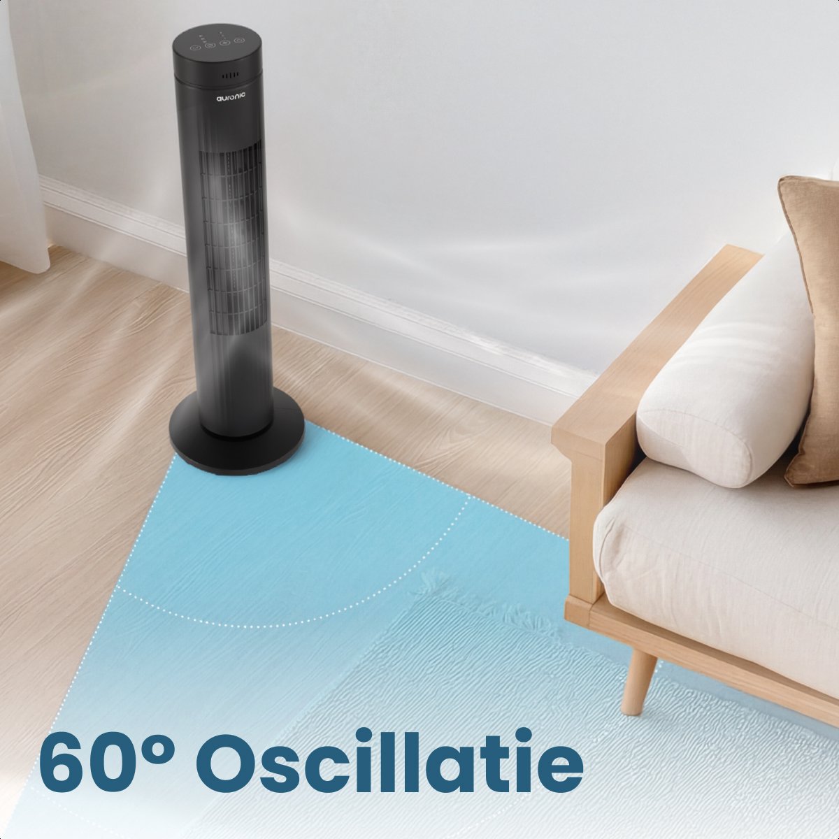 Auronic Torenventilator - Met Afstandsbediening en Timer - Ventilator - 60° Oscillatie - 76 cm - Zwart — afbeelding 5