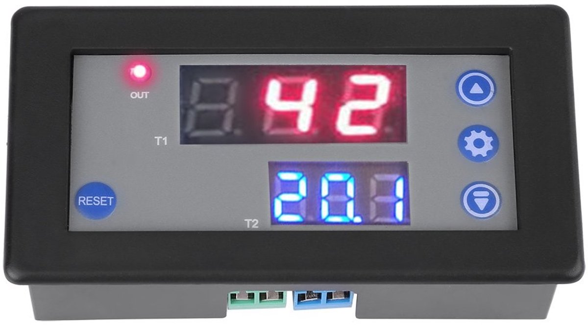 Dailygoods - Digitale Tijdrelais - Cyclus Timer - LED Dual Display - 12V - Betrouwbaar en Precisie - Geschikt voor Elektronische Toepassingen - Kleur