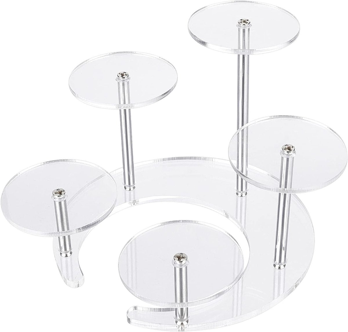 Acryl Displayverhoger - Ronde 5 Laags met Maanvormige Basis - 14x13,5x11 cm