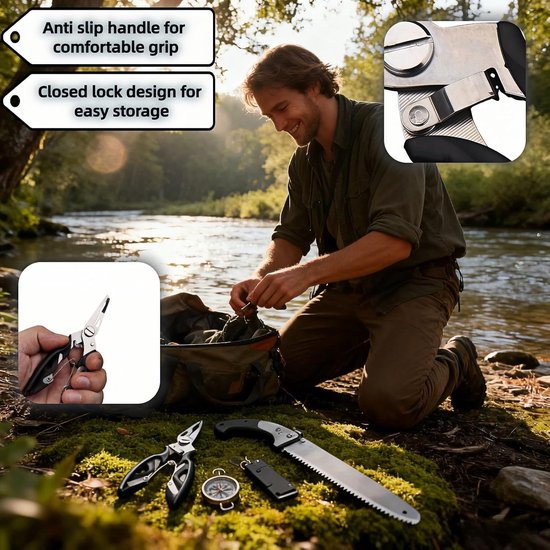 1 stuk - Multifunctionele vistang - Roestvrijstalen veermechanisme - Lijnsnijder en haakverwijderaar - Vistang - 12,5 cm * 4,6 cm - Voor dagelijks zeevissen, het verwijderen van haken en het doorsnijden van vislijnen - Zwart, zilver van Merkloos — afbeelding 4