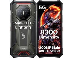 DOOGEE S300 PRO 5G - Robuuste smartphone - Robuuste telefoon - 48GB RAM + 512GB ROM (2TB/TF) - 6,78 inch FHD/120Hz - 11000mAh/66W - IP68 - Dimensity 8300 - Android 16 - 200MP AI camera - NFC - Vingerafdruk - Gezichtsherkenning - Slimme lichteffecten