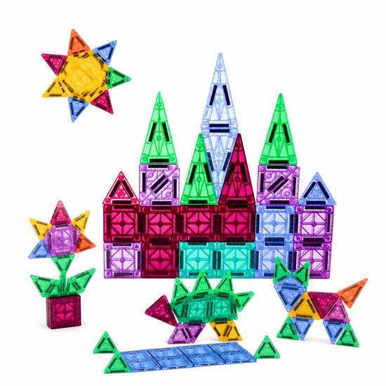 Magna Minds Mini - Travel set/Reisset - 70 stuks - Magnetic Tiles - Magnetisch Speelgoed - Constructie speelgoed - Magnetische tegels - Montessori speelgoed - Magnetische bouwstenen - Speelgoed Kinderen