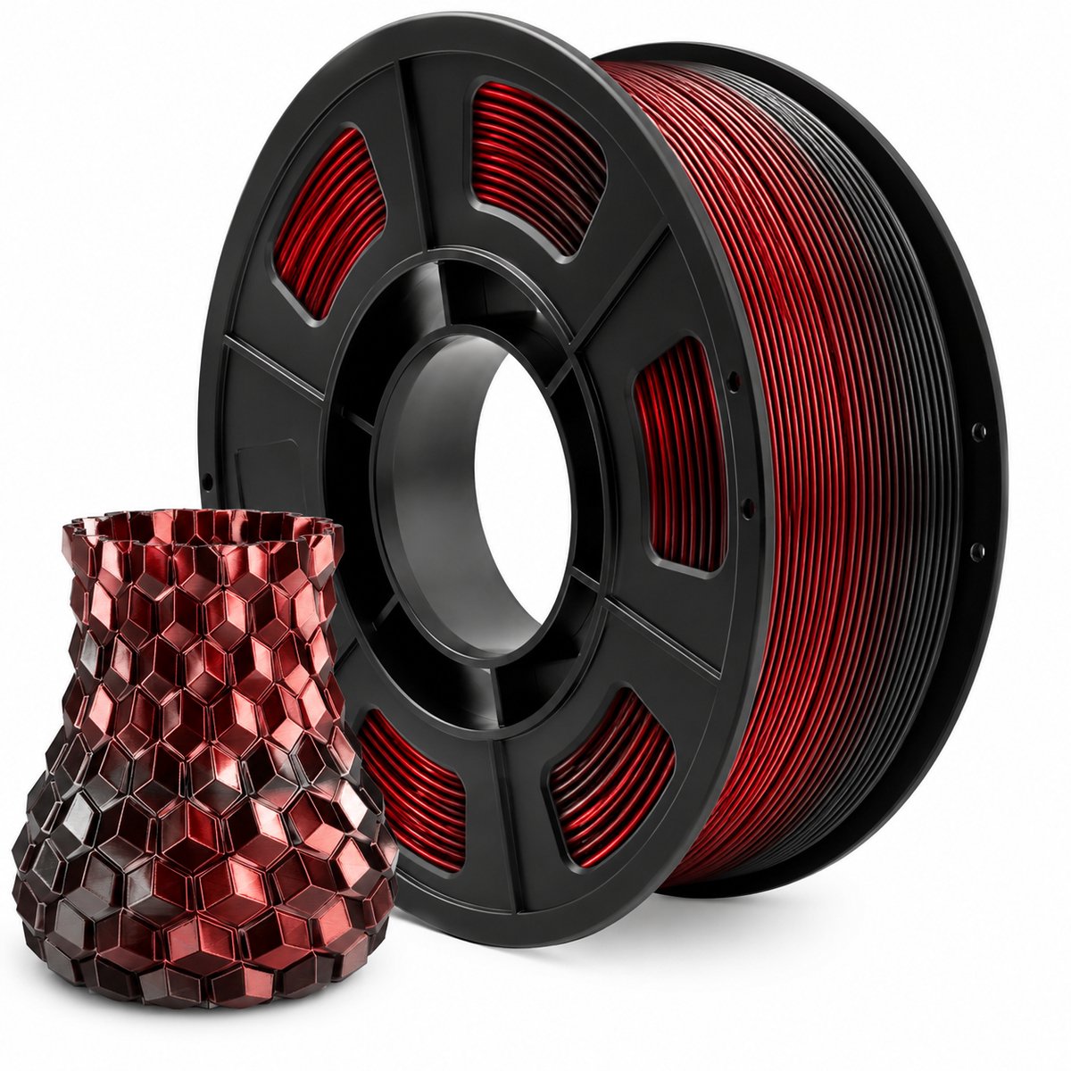 CAILAB PLA Silk Dual Color Filament – Rood & Zwart – 1.75mm 3D Printer Filament – Zijdeglans – 1KG