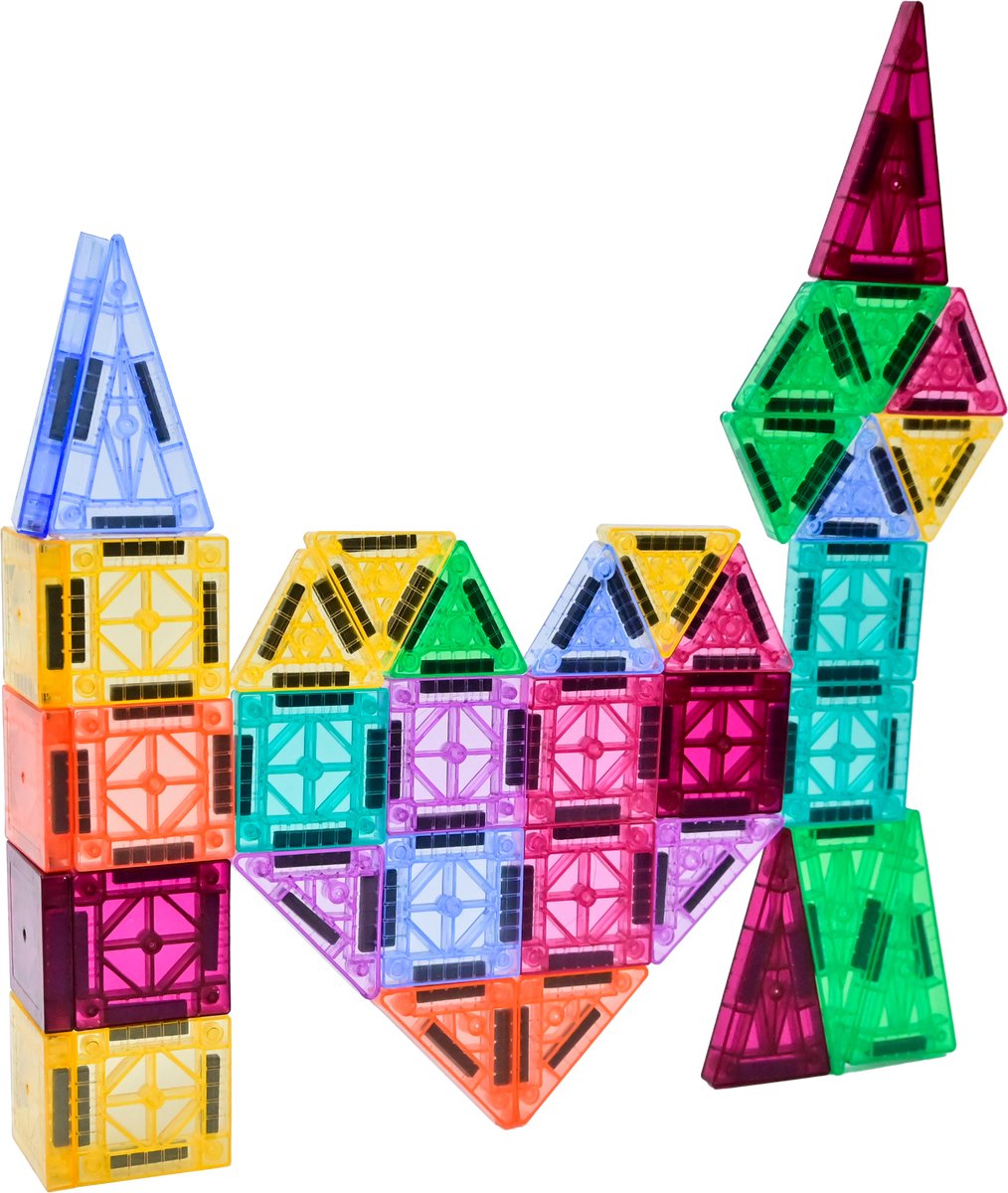 Magna Minds Mini - Travel set/Reisset - 70 stuks - Magnetic Tiles - Magnetisch Speelgoed - Constructie speelgoed - Magnetische tegels - Montessori speelgoed - Magnetische bouwstenen - Speelgoed Kinderen — afbeelding 5