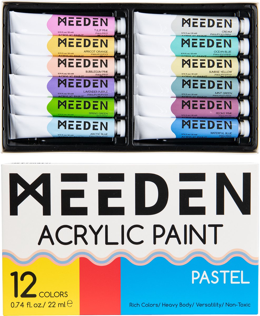 MEEDEN Art pastel acrylverf set 12 kleuren