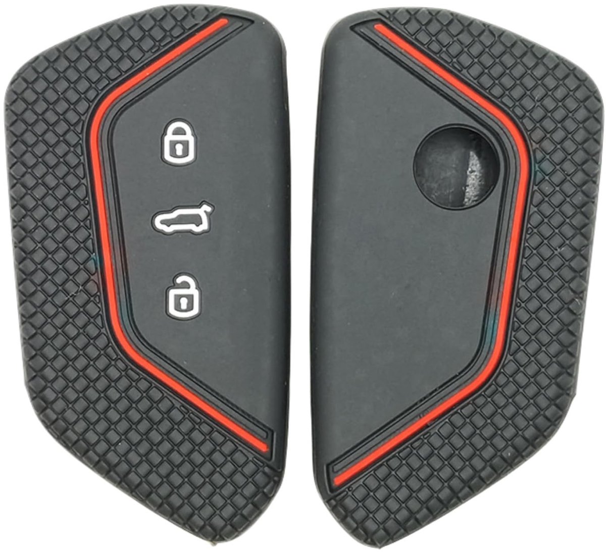 Zeynomax - Siliconen Afstandsbedieningssleutelhoes - Bescherming voor Autosleutel - Wasbaar en Flexibel - Zwart met Rode Lijn - Perfect Cadeau - Voo..