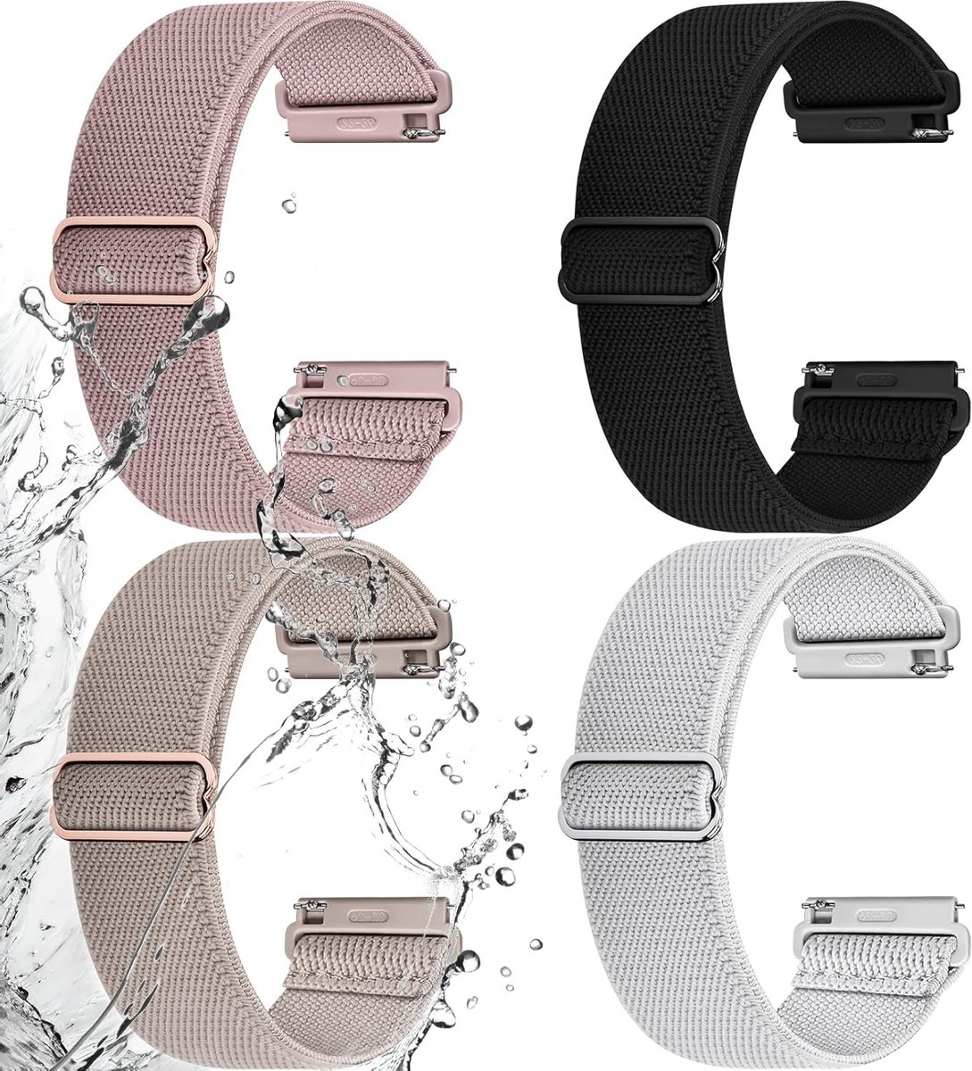 Elastische Nylon Horlogeband 20mm 22mm met Snelle Ontgrendeling voor Smartwatches en Klassieke Horloges, Ademend en Comfortabel Sportarmband voor Mannen en Vrouwen, Roestvrij Staal