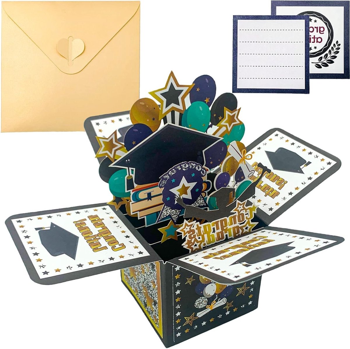 3D Pop-Up Wenskaart voor Examen, Afstuderen, Geslaagd, Cadeau voor Bachelor, Master en Doctor