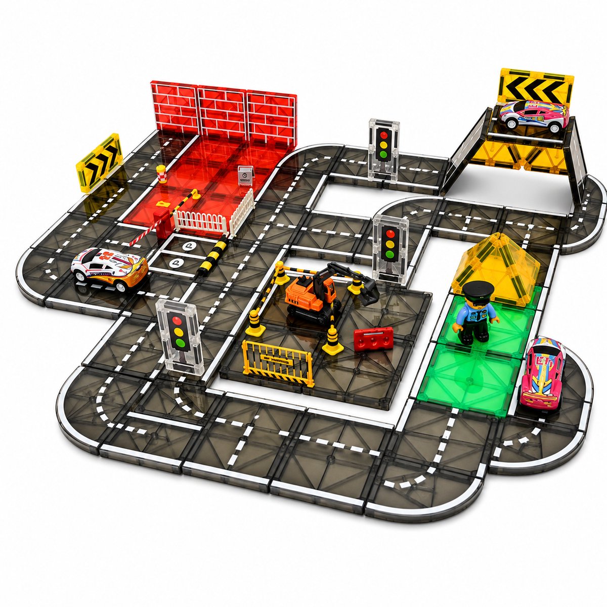 Magna Minds - Magnetisch Speelgoed - City - 81 - Magnetic Tiles - Constructie speelgoed - Magnetische tegels - Montessori speelgoed - Magnetic toys - Magnetische bouwstenen - Speelgoed Kinderen