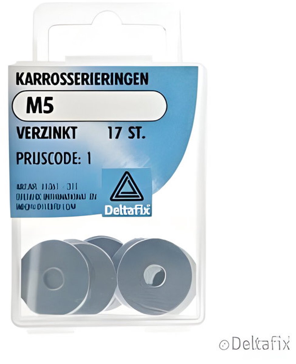 Karrosserieringen m5 x 20 x 1,25. Verzinkt. 17 stuks. Deltafix.