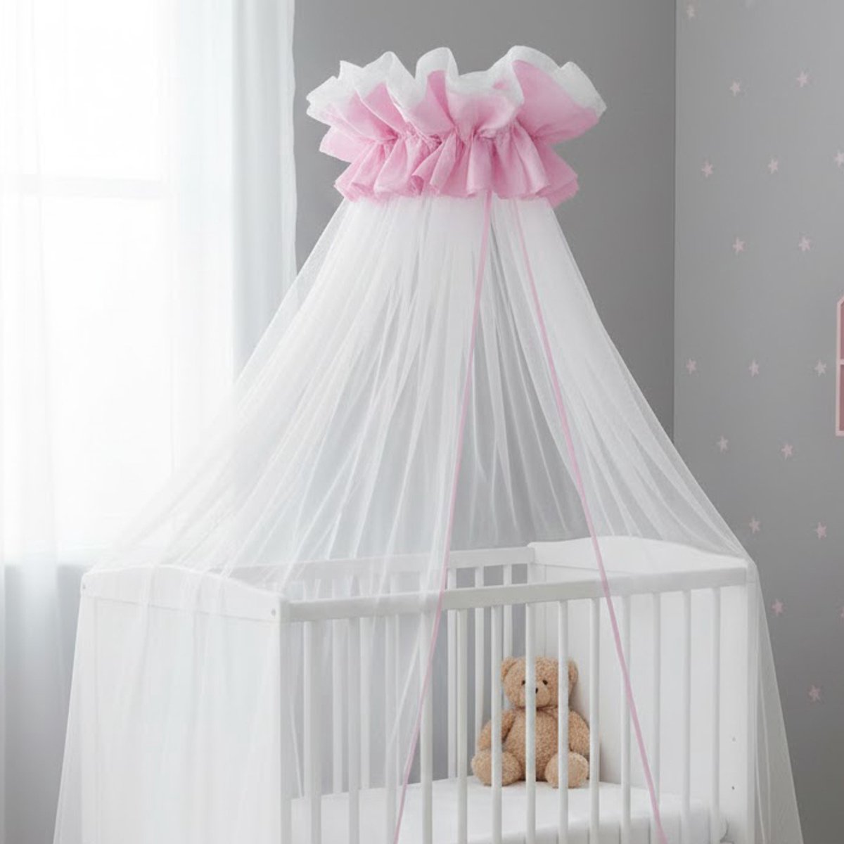 Babybam Hemeltje Tule Wit-Roze