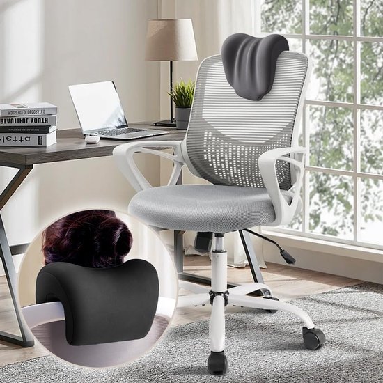 Ergonomische Neksteun voor Kantoorstoelen, Comfortabel Nekkussen voor Volwassenen en Studenten, Donkergrijs — afbeelding 5
