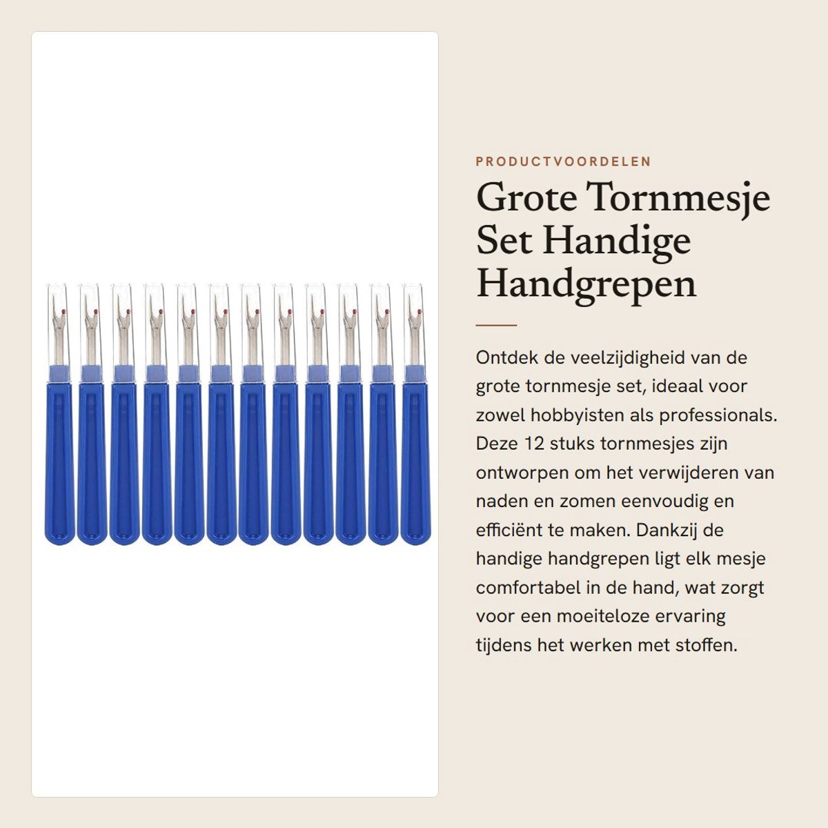 Dailygoods- Tornmesje Set van 12 - Handige Handgrepen - Draadverwijderaar - Stofbescherming - Veilig Gebruik - Kwaliteitsgarantie - Naaiaccessoire
