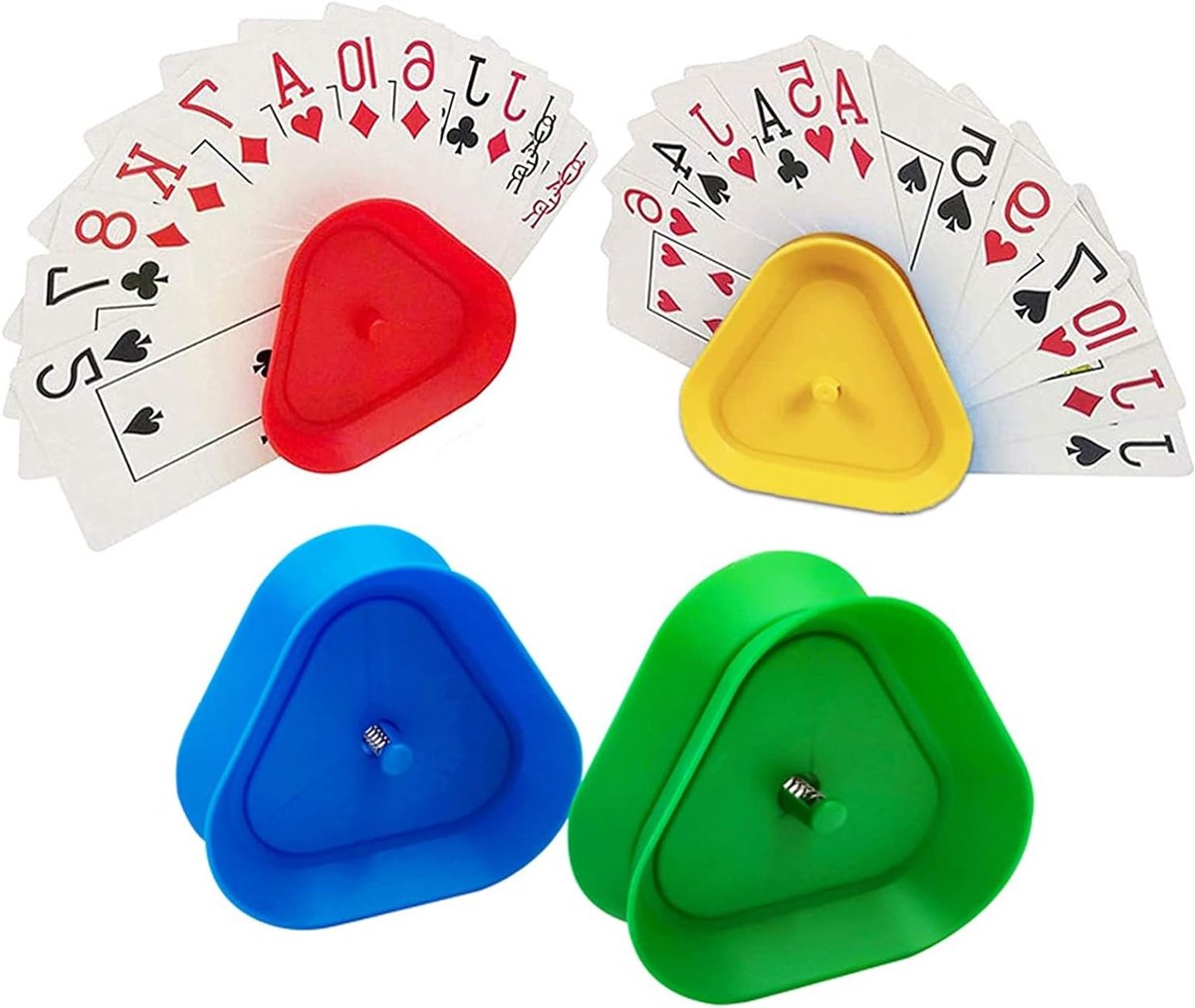 Handsfree Speelkaartenhouder - 4 Stuks - Plastic Driehoekige Stand voor Poker en Kaartspellen - Ideaal voor Kinderen, Volwassenen en Senioren