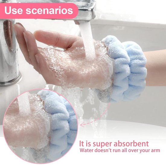 Dailygoods- Polsbandages Ademend - 4 Paar Microvezel - Elastische Handdoek - Sporthoofdbanden - Douchegebruik - Steun voor Pols - Wasbanden van Dailygoods — afbeelding 5
