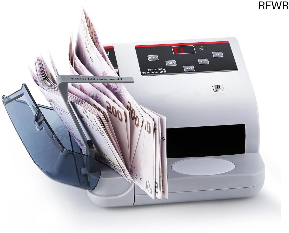 Geldtelmachine - Bankbiljettenteller - Contant Geld Tellen - Valseherkenning UV MG WK - 600 Biljetten Minuut - Zwart
