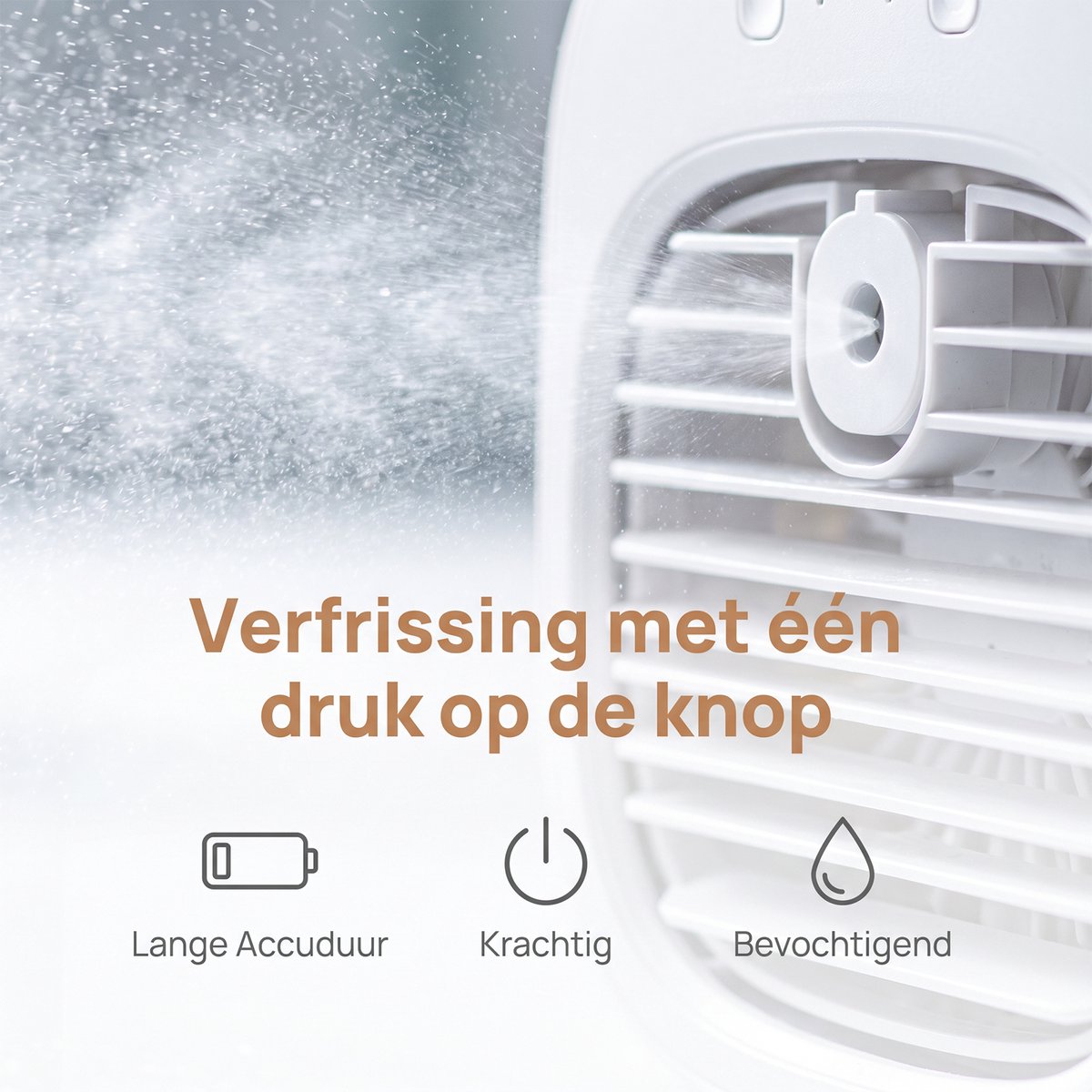 carmdering -Mini airco-kleine airco-4000mAh oplaadbare persoonlijke luchtkoeler-Mini-airconditioner met 3 snelheden - mini aircooler met water-Stille desktopkoelventilator voor thuis, slaapkamer, reizen, kantoor, buiten en binnen - Wit — afbeelding 8