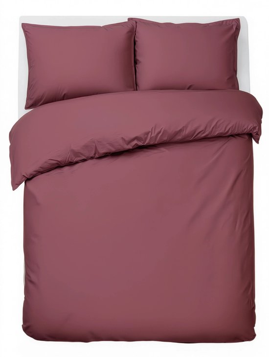 HUSH Living - Dekbedovertrek 100% katoen - 144TC - soepel en ademend - 240x220+20cm - 2 x 60x70cm kussenslopen - met bevestigingslusjes - bordeaux