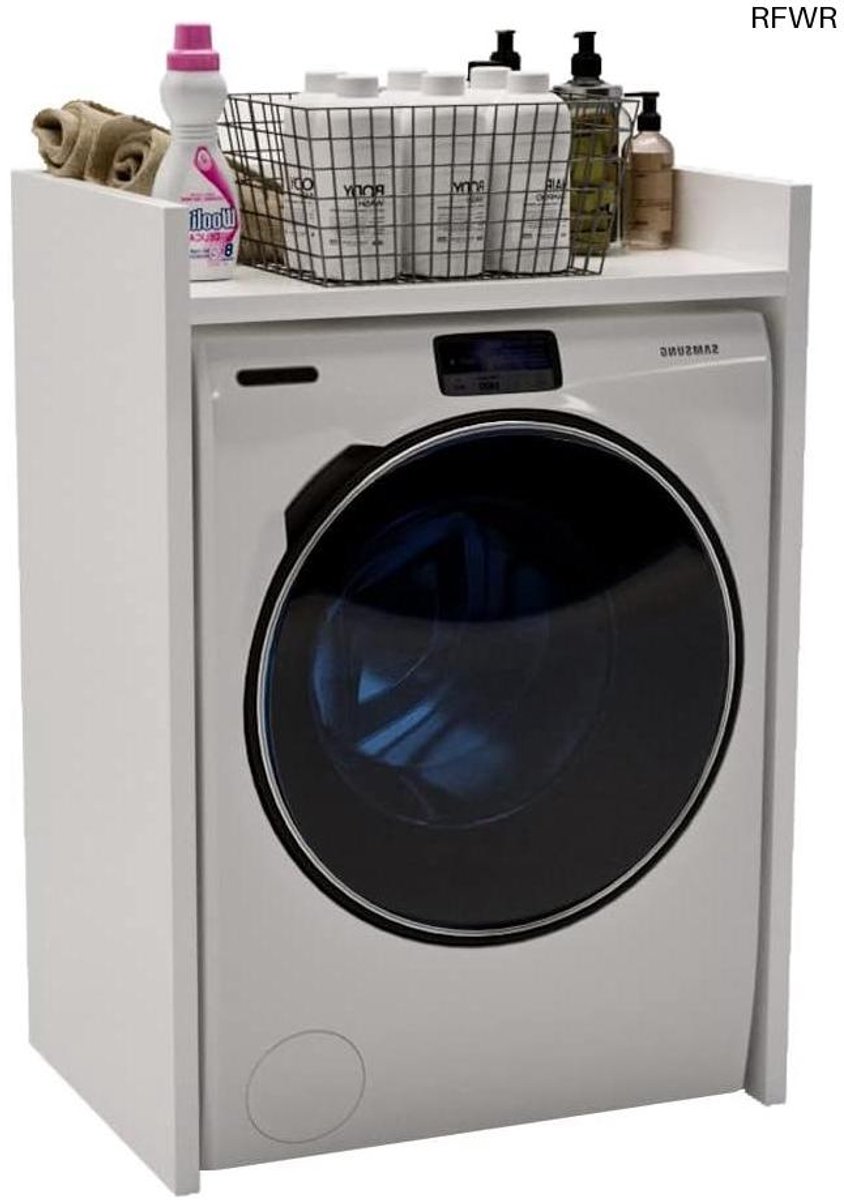 Wasmachinekast Badkamer - Bovenbouwkast Opbergkast - Ruimte Organiseren - Robuust Gelamineerd - 66x97x62cm - Wit
