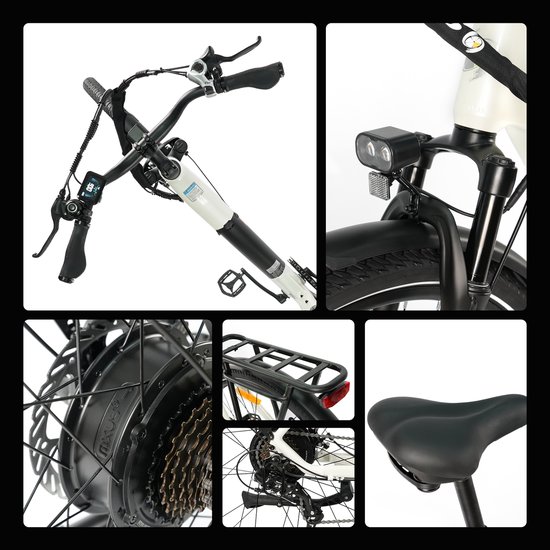TTGO C3 Elektrische Fiets - 250W Motor - 36V18Ah Accu - Max Snelheid 25km/u - 28 Inch Banden - Max Bereik 80-120km - Shimano 7 Versnellingen - Wit van TTGO — afbeelding 4