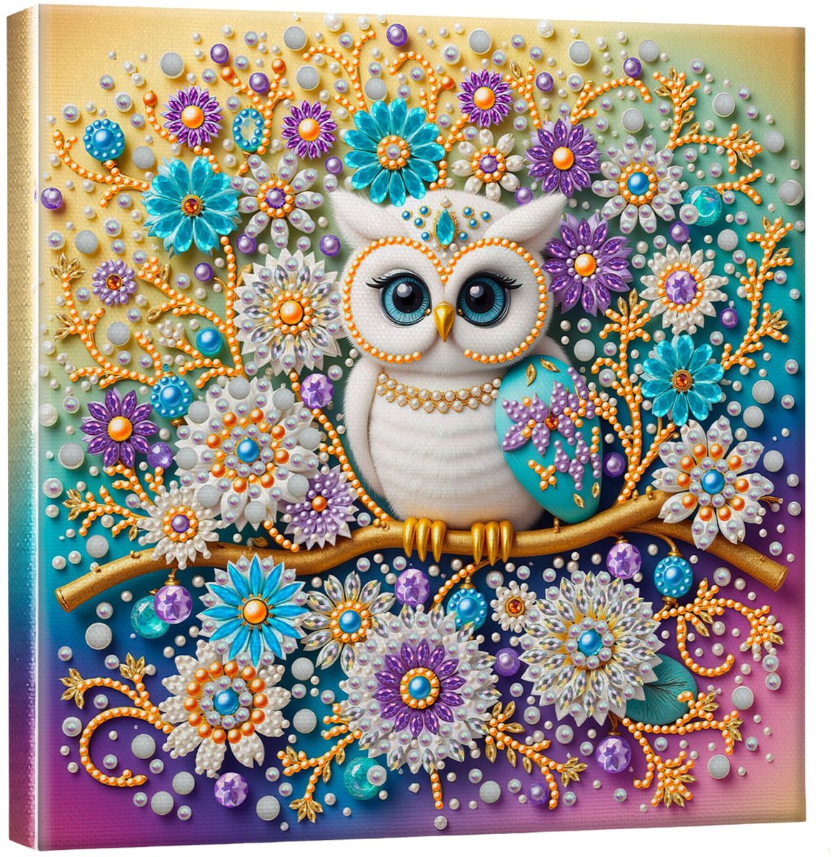 Adorzy Diamond Painting Op Canvas Uil – Pearl Paintings - Diamond Painting Volwassenen – Diamond Painting Volledig Pakket